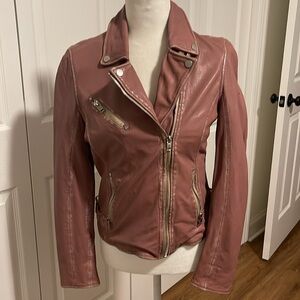 Mauritius leather jacket, EUC, size m, mauve
